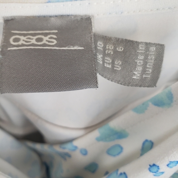 Asos Blue and White Spaghetti Strap Dress Sz 6 - Picture 9 of 10